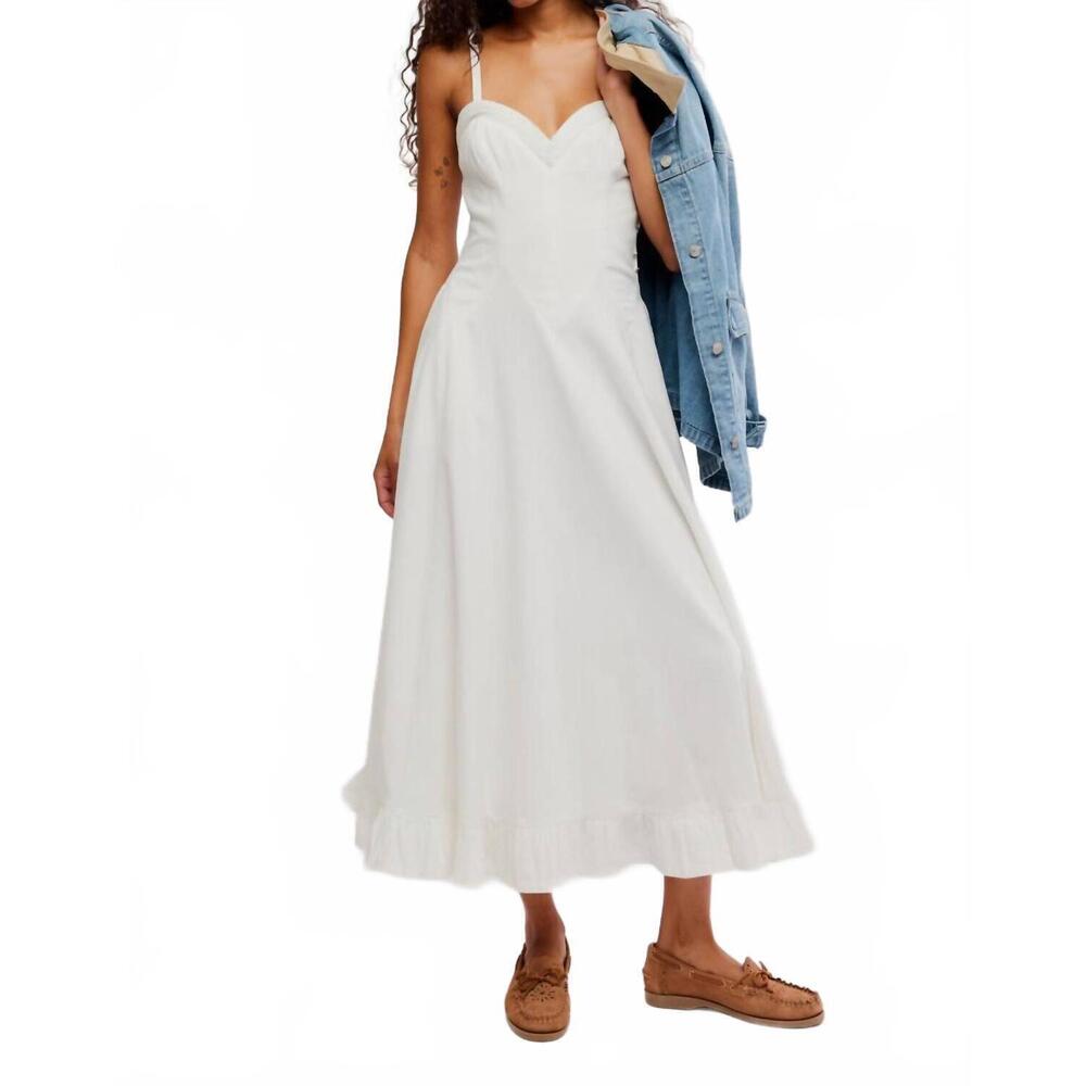 NEW FREE PEOPLE women's another season midi dress in white